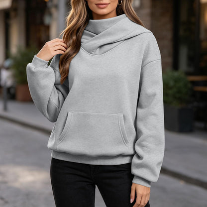 Plus Size Hoodie Hoodies for Women Oversized Balaclava Hoodie Mask Pullover Tops with Kangaroo Pocket Windproof Face Cover Sweatshirt Gray S