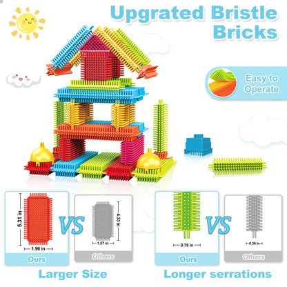 Bristle Blocks,Interlocking Building Blocks Construction Toys for 3 4 5 6 Year Old Boys Girls,Enlarge Building Toy for Creativity Skill,Durable Sensory Toys for Toddlers Christmas Birthday Gift 108PCS
