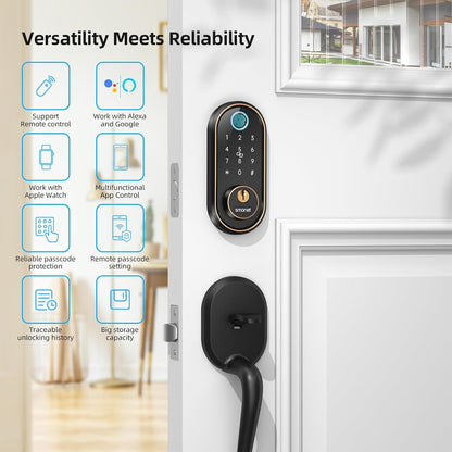 Bluetooth Smart Deadbolt Fingerprint Lock - Keyless Entry Door Lock for Front Door with Digital Keypad, Electronic App Control, Auto Lock, Easy Installation, Oil Rubbed Bronze