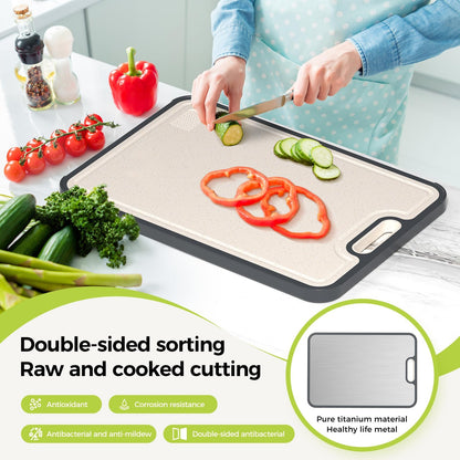 Titanium Cutting Board for Kitchen, Cutting Board Double Sided Food Grade, Pure Titanium/PP, Easy to Clean Large Size 16”×10”