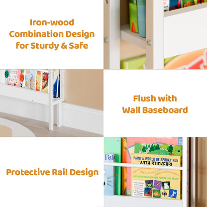 HAVLOTII Kids Bookshelf - 6-Tier Wall Mounted Book Shelf for Kids Rooms, Modern Style, Childrens Bookcases
