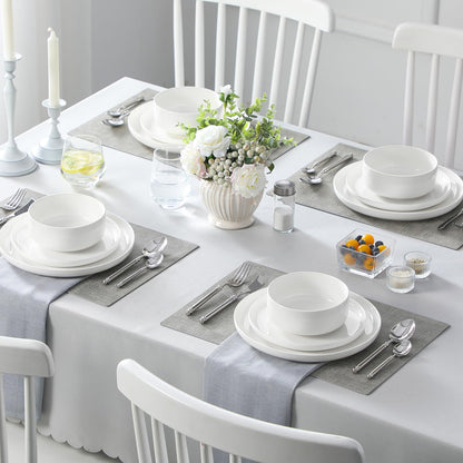 MALACASA Plates and Bowls Sets, 12 Pieces Porcelain Dinnerware Sets Dishware Sets Chip Resistant Ceramic Dish Set Dining Dinner Ware Service for 4, White, Series Luna