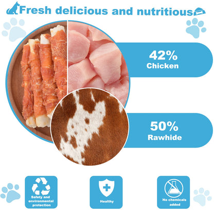 Pawant Dog Treats Chicken Wrapped Rawhide Rolls Healthy Dog Chews Long Lasting1 lb/454g