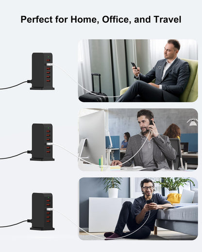 VHBW USB Charging Station, 6-Port 50W Power Centre with 1.8m Cord