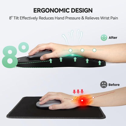 TECKNET 8° Ergonomic Mouse Pad with Wrist Rest, Comfortable Massage Design