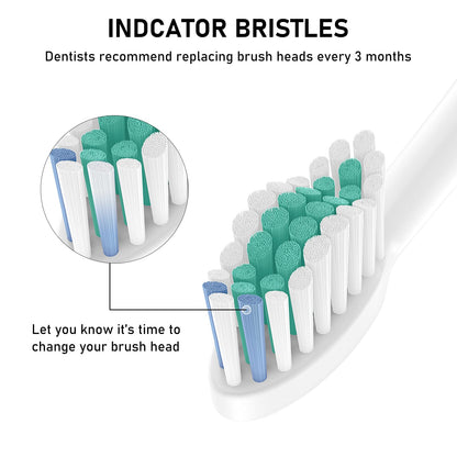 Replacement Toothbrush Heads Compatible with Philips Sonicare Click-on Handles, 8 Pack, Dupont Bristles with Protective Cover