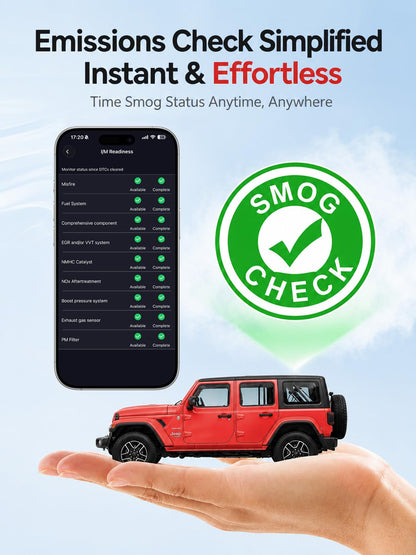 UJS Rocco OBD2 Scanner Bluetooth for iPhone & Android, No Subscription(Red)