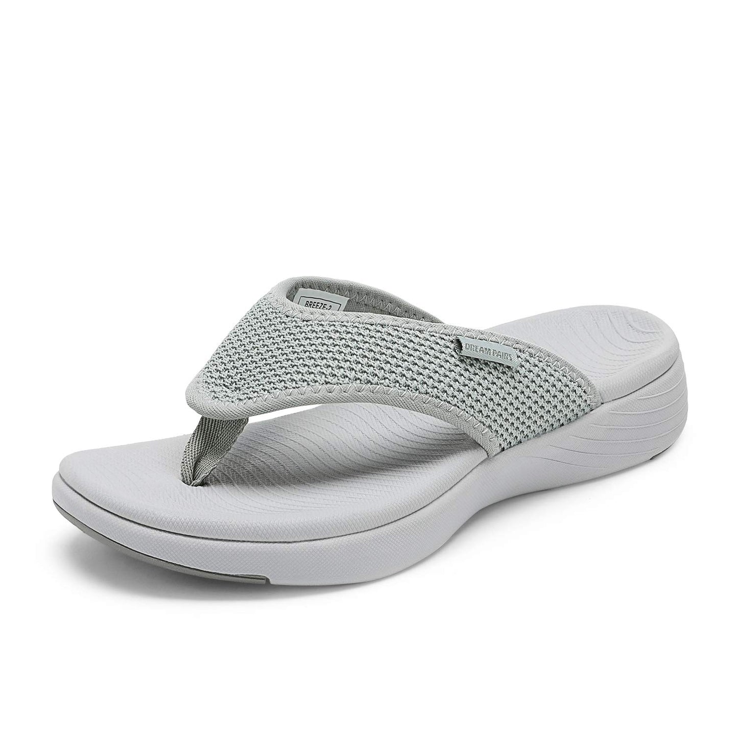 DREAM PAIRS Women's Arch Support Flip Flops Comfortable Thong Sandals for Walking Beach Summer,Size 9,Grey,BREEZE-2