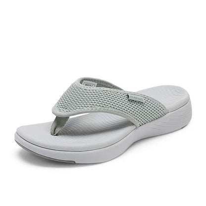 DREAM PAIRS Women's Arch Support Flip Flops Comfortable Thong Sandals for Walking Beach Summer,Size 9,Grey,BREEZE-2