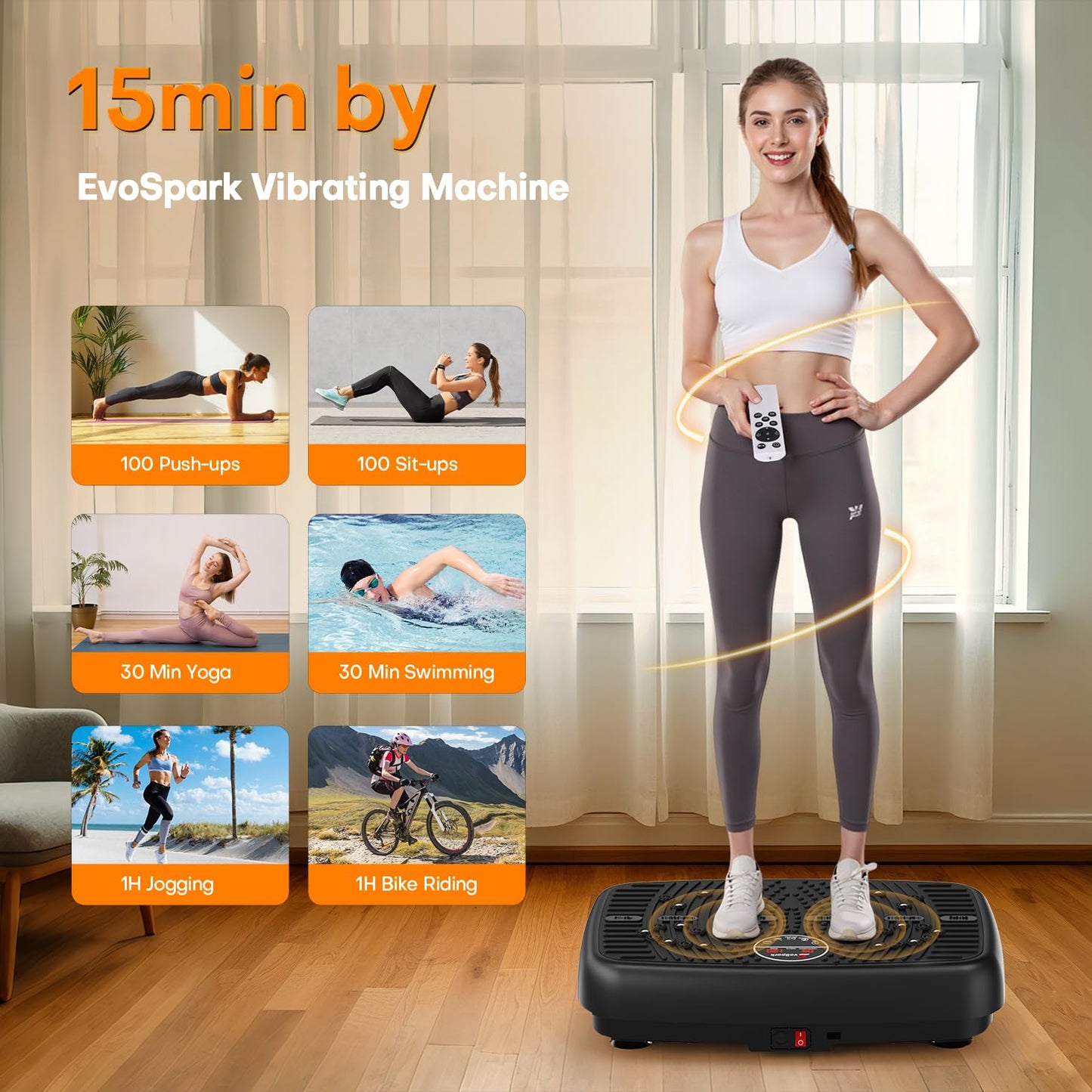 Vibration Plate Exercise Machine, 2026 Upgraded Double Motors Vibration Plate for Lymphatic Drainage, EvoSpark Whole Body Vibration Plates for Weight Loss,450 Lbs Capacity Vibrate Fitness Platform