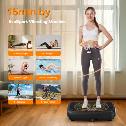 Vibration Plate Exercise Machine, 2026 Upgraded Double Motors Vibration Plate for Lymphatic Drainage, EvoSpark Whole Body Vibration Plates for Weight Loss,450 Lbs Capacity Vibrate Fitness Platform