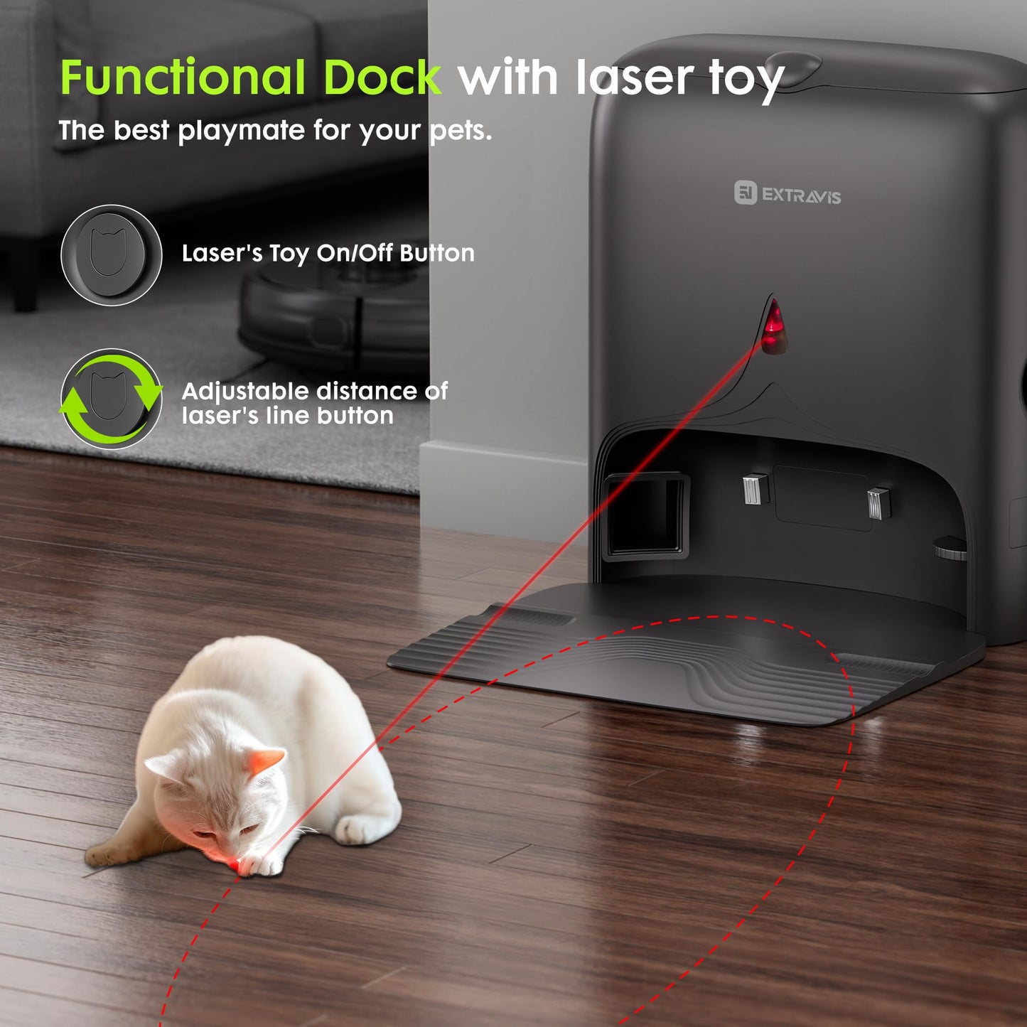 Robot Vacuum and Mop, V5 Pet Hair Tangle Cutter™, 8500Pa, 75-Day Capacity, Laser Navigation, Pet Laser, Ideal for Hair, Hard Floors, Tile, Carpet, Robotic Vacuums Cleaner for App/Alexa Control