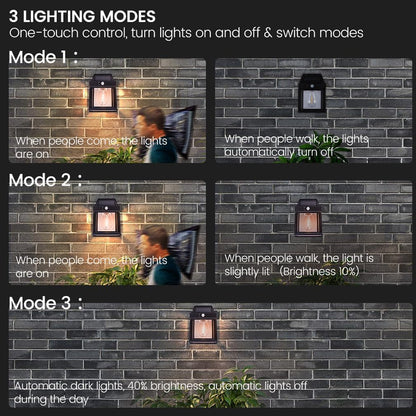 4pcs Solar Fence Lights, Motion Sensor Outdoor Lights, 3 Lighting Modes Dusk to Dawn Porch Lights IP65 Waterproof, Outdoor Solar Wall Lights 600LM, 1800mah Suitable for Patios, Porches, Garage (Black)