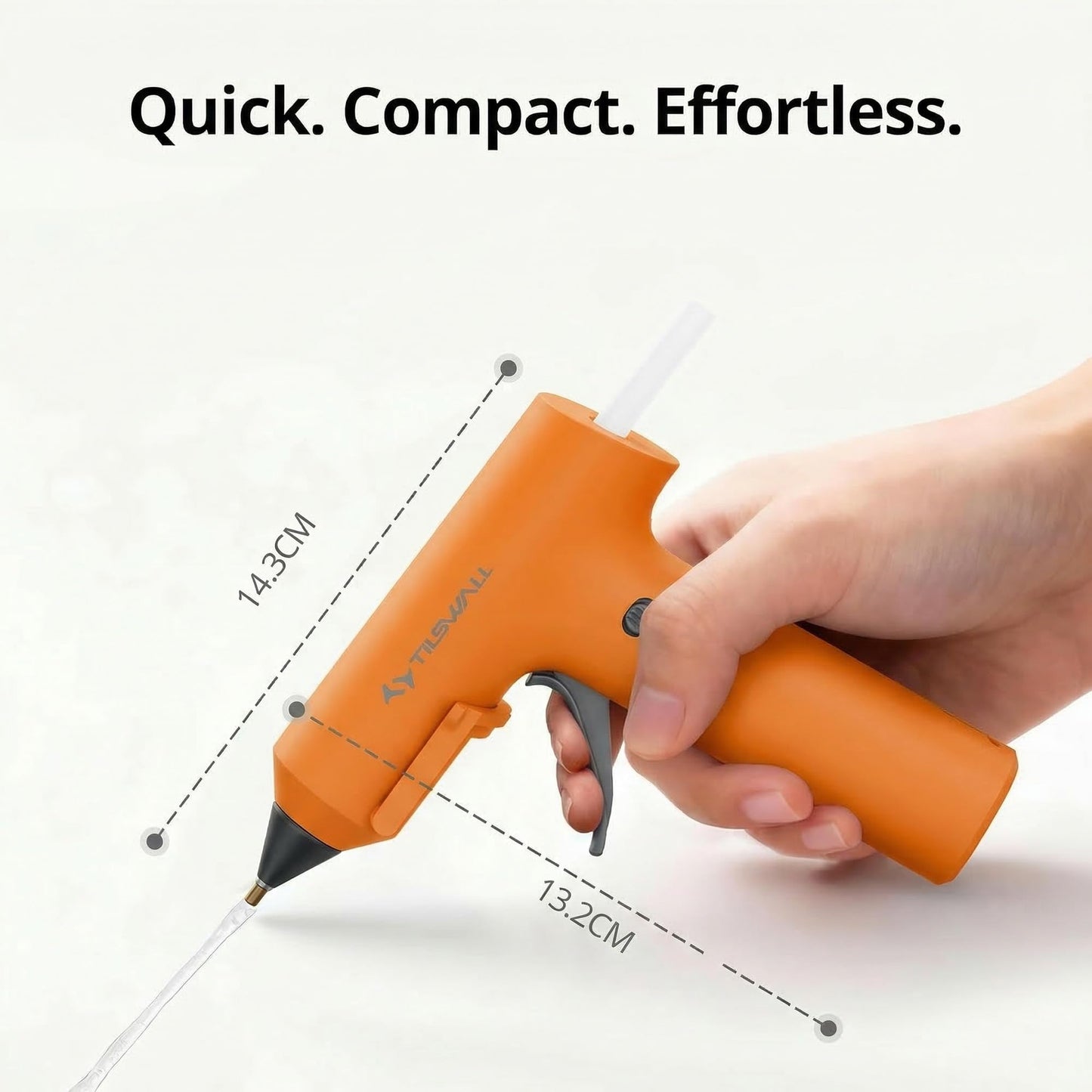 Tilswall Cordless Hot Glue Gun, Fast Preheating with 2000mAh Built-in Battery Hot Melt Glue Gun, 20 Premium Glue Sticks, Mini Glue Gun Ideal for Crafts, DIY Gift, Repairs Dark DarkOrange
