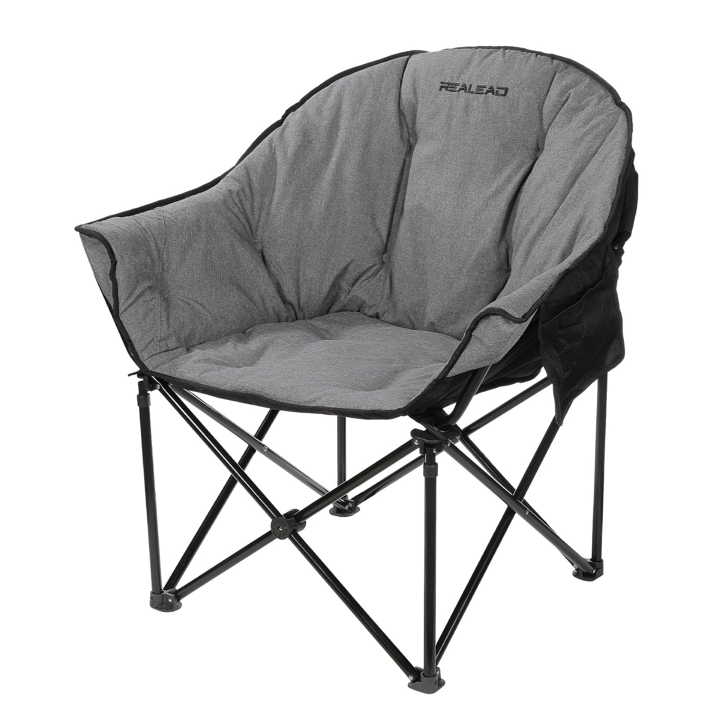 REALEAD Camping Chairs for Adults - Comfy Camping Chair with Fully Padded - Oversized Camp Chairs for Outside Support 400lbs - Folding Lawn Chairs for Outdoor Sporting Events
