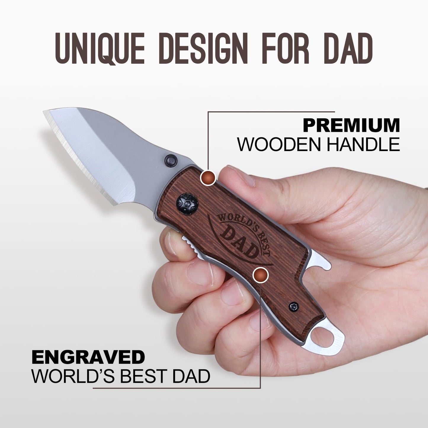 Fathers Day Dad Gifts, Wood Box Cutter, Gift for Dad Fathers Day Birthday Daily Use, Small Gadget Tool for Everyday Carry, Multitool Gifts from Daughter Son