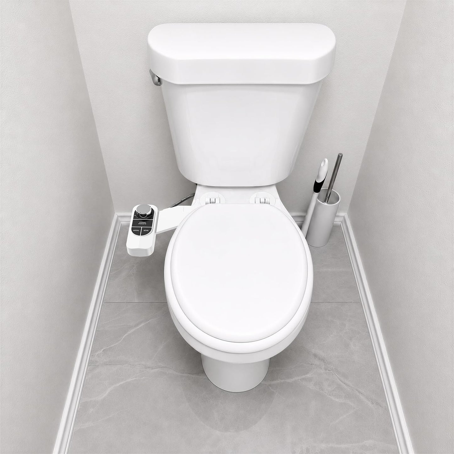 SAMODRA Non-Electric Bidet Attachment for Toilet – Self-Cleaning Dual Nozzle (Frontal & Rear Wash), Adjustable Water Pressure, Fits Most Toilets, Easy Installation (Classic Black/Silver)