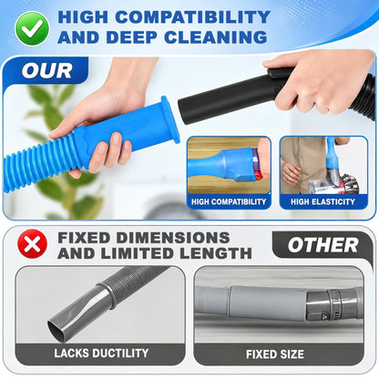 PetOde 2 Pieces Dryer Vent Cleaning Kit, Dryer Vent Cleaner Lint Vacuum Attachment Compatible with Most Vacuum Cleaner and Flexible Dryer Lint Brush, Stretch Universal Connector Lint Remover, Blue