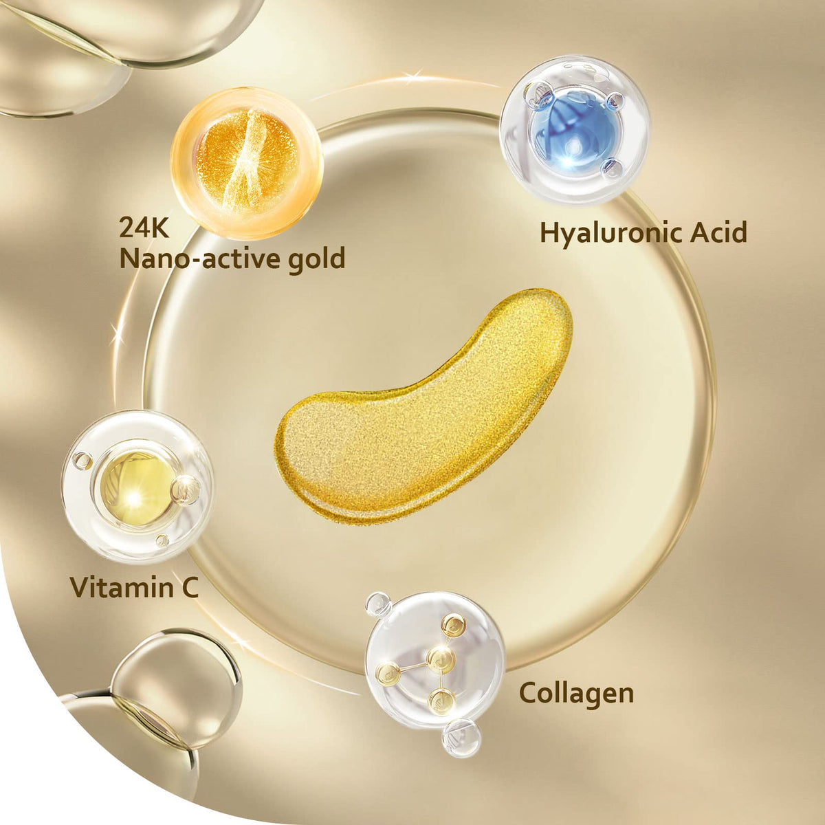 Taimand Under Eye Patches (30 Pairs), 24K Gold Eye Mask for Dark Circles