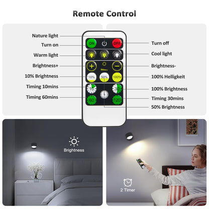 Racokky LED Wall Mounted Lights with Remote, Rechargeable Wall Sconces