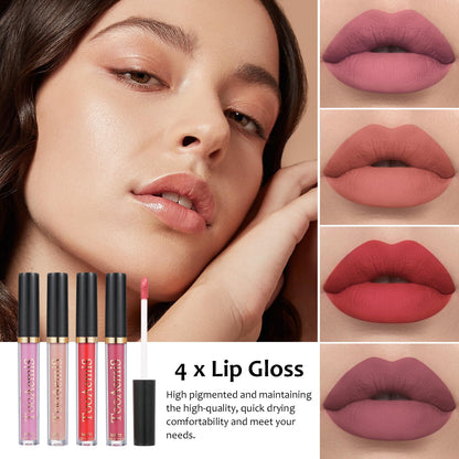 All-in-One Makeup Kit - 39-Color Eyeshadow Palette, Liquid Foundation, Loose Powder, Eyebrow Pencil, 4-Color Lip Gloss Set
