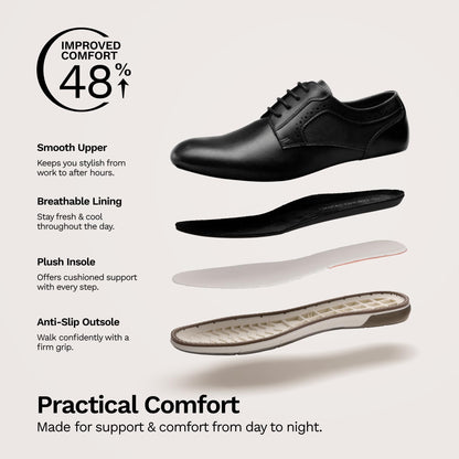 Bruno Marc Men's Casual Dress Sneaker Shoes Wide Business Formal Derby Plain Toe Oxfords Crossflex GentEdge,Size 10.5W,Black,SBOX223MWIDE