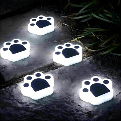 Solar Paw Print Lights 4 Pack, Outdoor Waterproof Solar Garden Lights, Lawn Patio Pathway Decorative Lights, Pet Dog Lovers Gifts for Women Mom Mother's Day (Cool White)