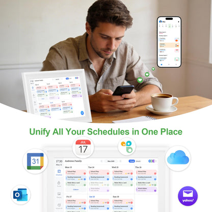 Telonixium 10.1’’ Smart Digital Calendar Planner - Interactive Touch Screen, HD Display, Wall Mountable Family Organizer with Chore Chart, To-Do Lists & App Sync for Home & Office