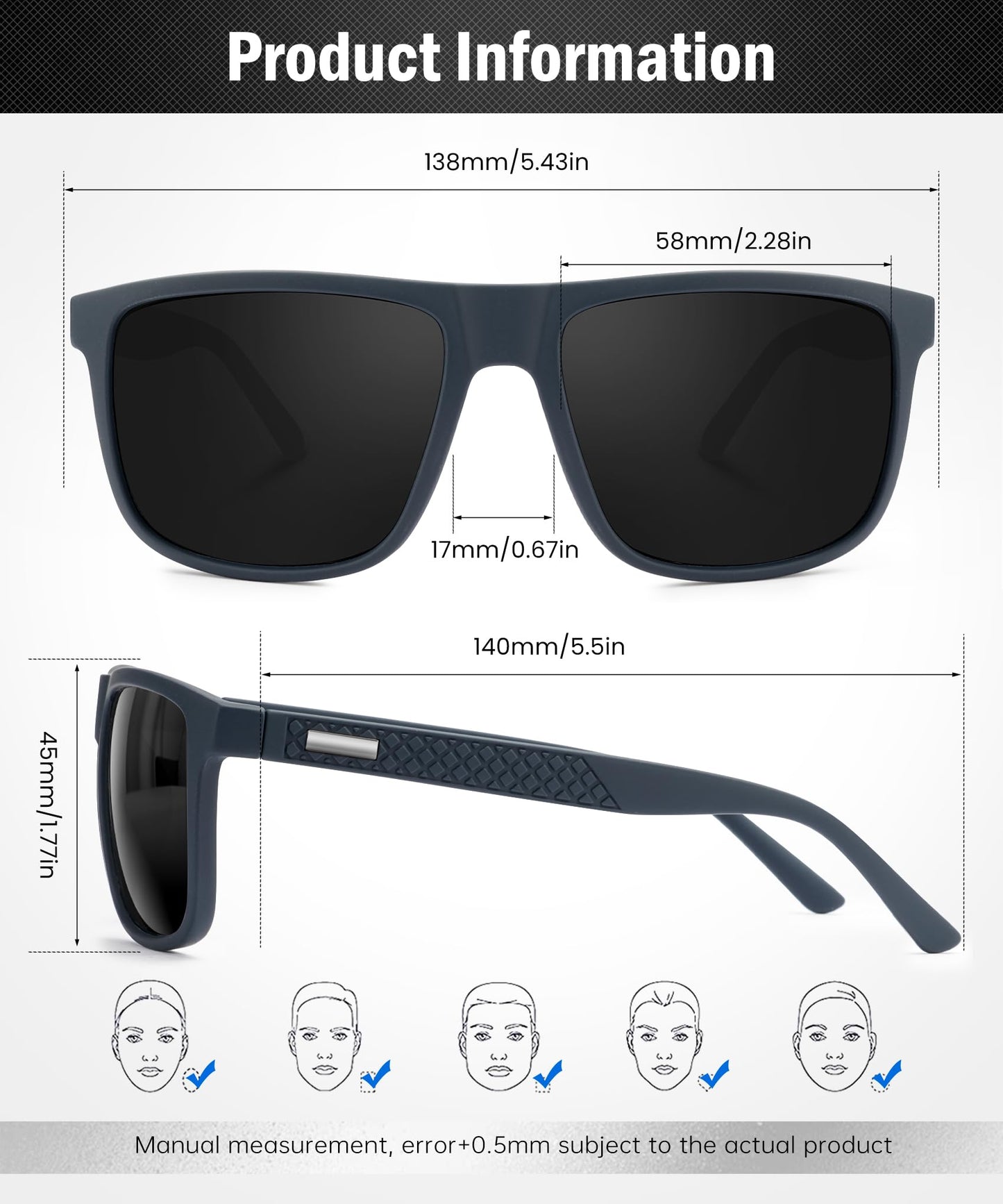 CIFOYA Sunglasses-for-Men Polarized Mens Sunglasses: Retro Sun glasses with UV Protection for Driving Fishing Golf