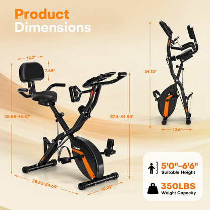 Exercise Bike, MOSUNY 5-in-1 Stationary Bike with 10DB Super-Silent, Folding Exercise Bike with 16-Level Adjustable Magnetic Resistance, 350 LBS Indoor Cycling Bike for Home Workout