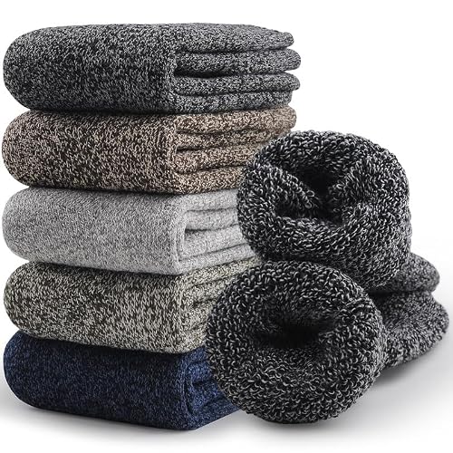 SIMIYA 5 Pairs Merino Wool Socks Extra Thick for Winter Cold Weather