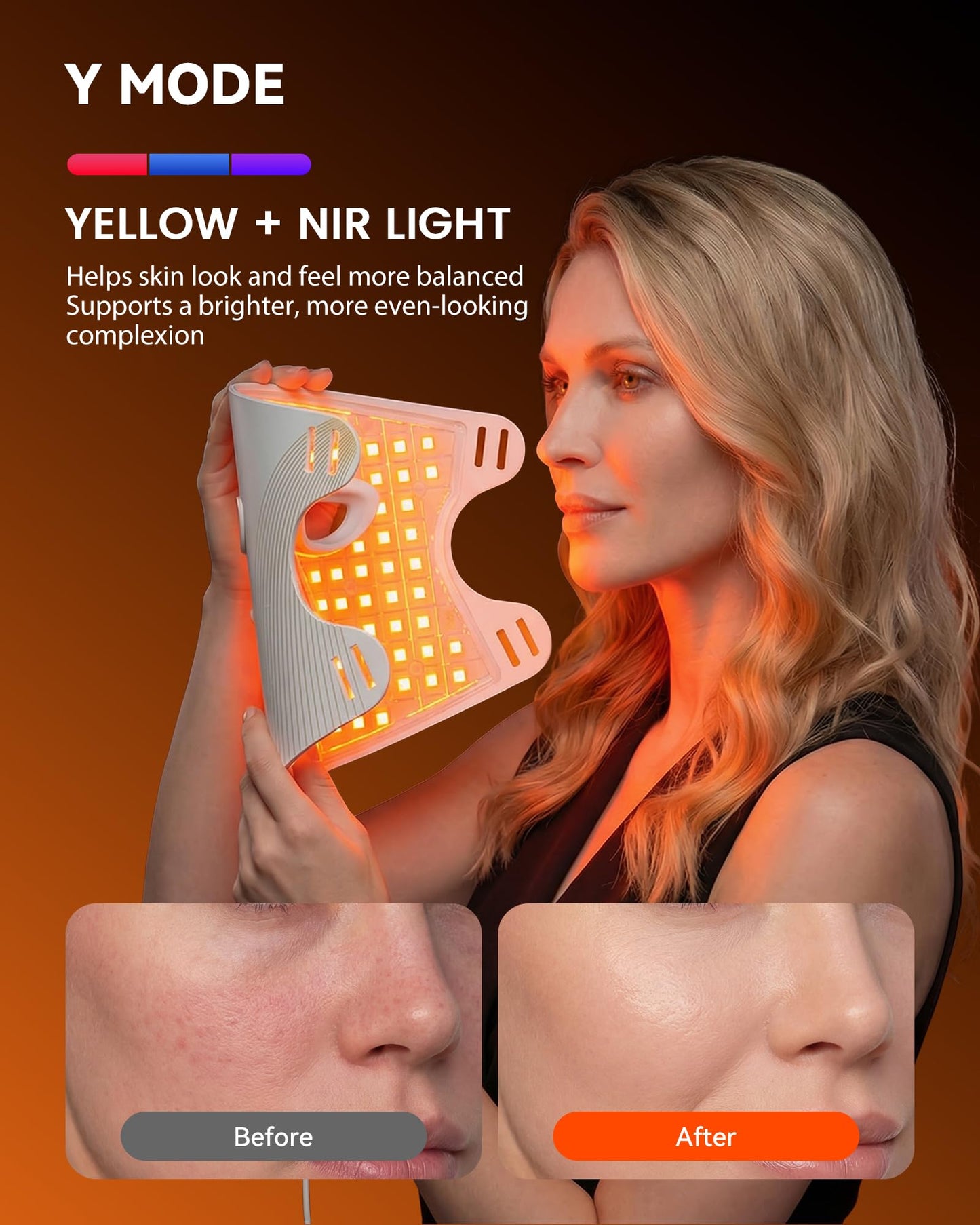 MICEYLIVE Red Light Mask for Face Near-Infrared LED Light Mask, White