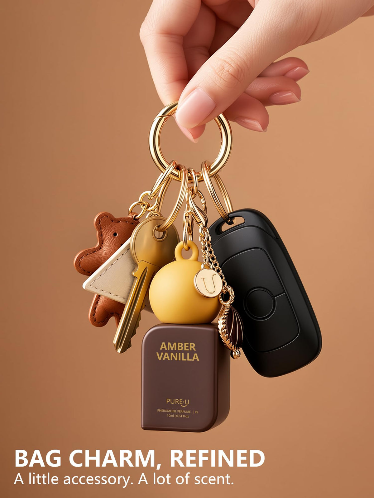 PUREU Amber Vanilla Pheromone Perfume Oil for Women | Clip-on Keychain