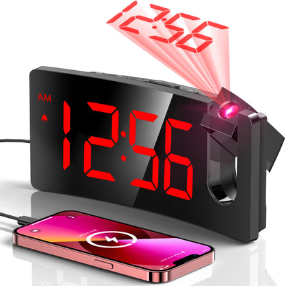 GOLOZA Projection Alarm Clock, Digital Clock with 180° Rotatable Projector