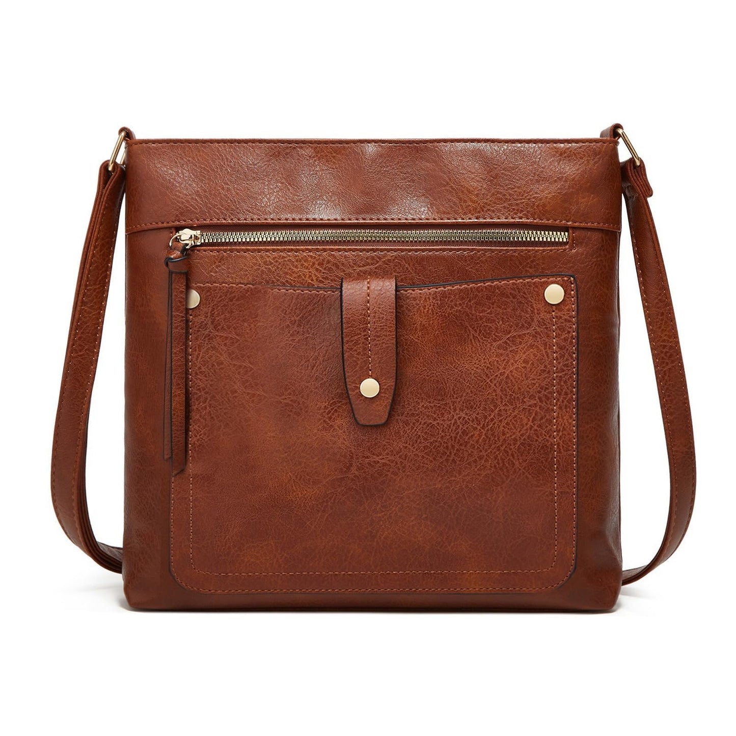 Crossbody Purses for Women, Multi Pocket Casual Crossbody Bag, Adjustable Strap Shoulder Bag (Brown)