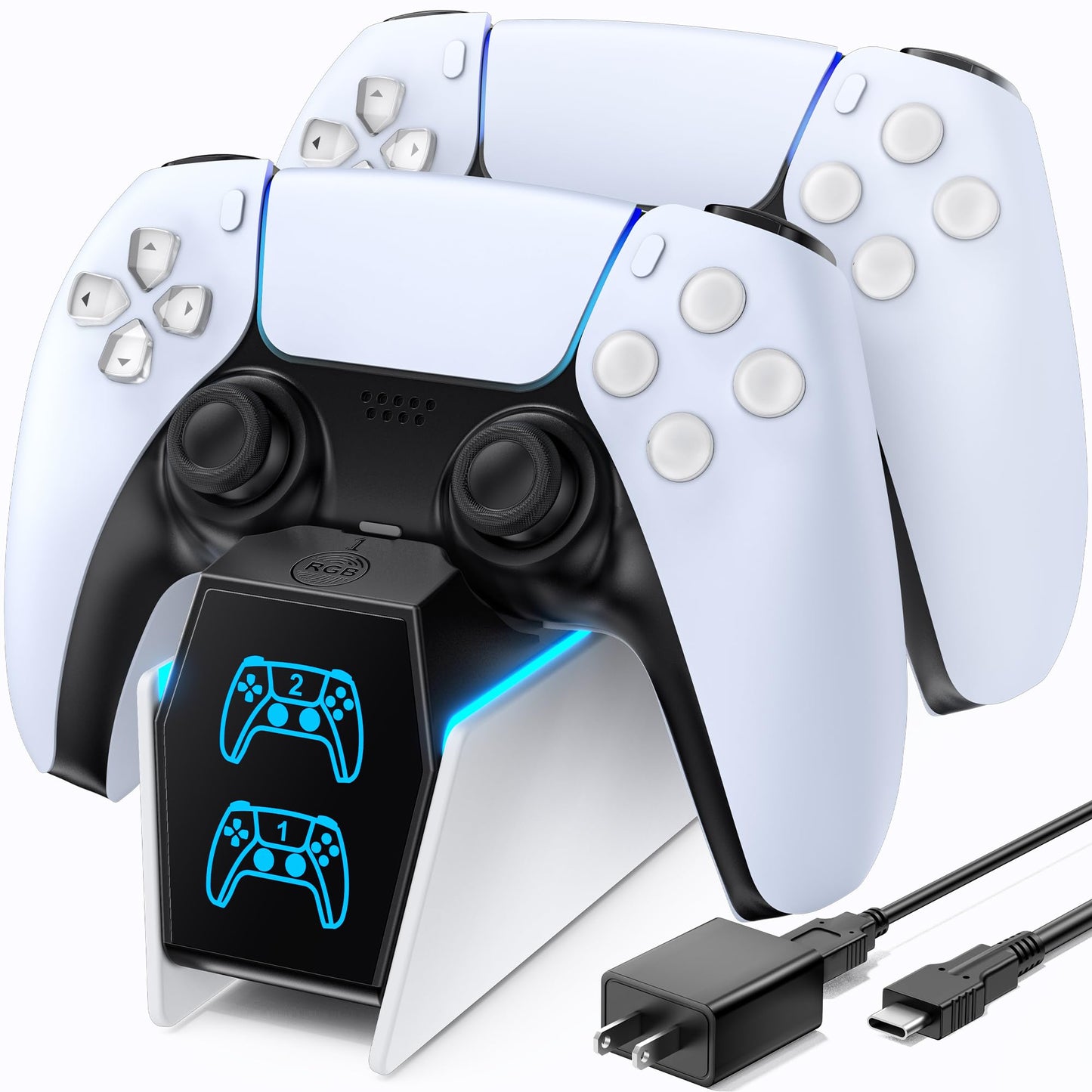 PS5 Controller Charger, OIVO PS5 Charging Station for Dualsense Controller, PS5 Controller Charger Station with Fast Charging AC Adapter, PS5 Charger for PlayStation 5 Dual Controller
