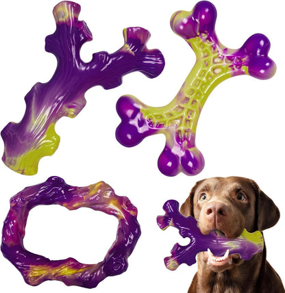Frienhund Dog Toys for Aggresseive Chewers: Tough Dog Toy for Large Dogs, 3-Pack Indestructible Dog Toys to Keep Them Busy, Dog Chew Toy for Large Breeds, Safe and Non-Toxic Dog Toys, Purple