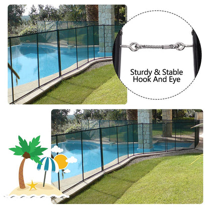 Togarhow 4ft x 12ft Removable Pool Fence, Safety Fence Door, Black DIY Pool Mesh Fencing Protect Gate for Outdoor Inground Pools & Above Ground Pool
