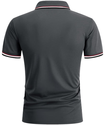ZITY Men's Casual Polo Shirt Short Sleeve Golf Shirt Classic Collared Poloshirt with Pocket Basic Slim Fit Work Shirt for Men