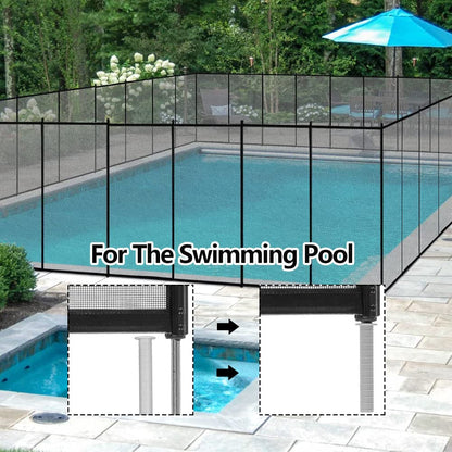 Togarhow 4ft x 12ft Removable Pool Fence, Safety Fence Door, Black DIY Pool Mesh Fencing Protect Gate for Outdoor Inground Pools & Above Ground Pool