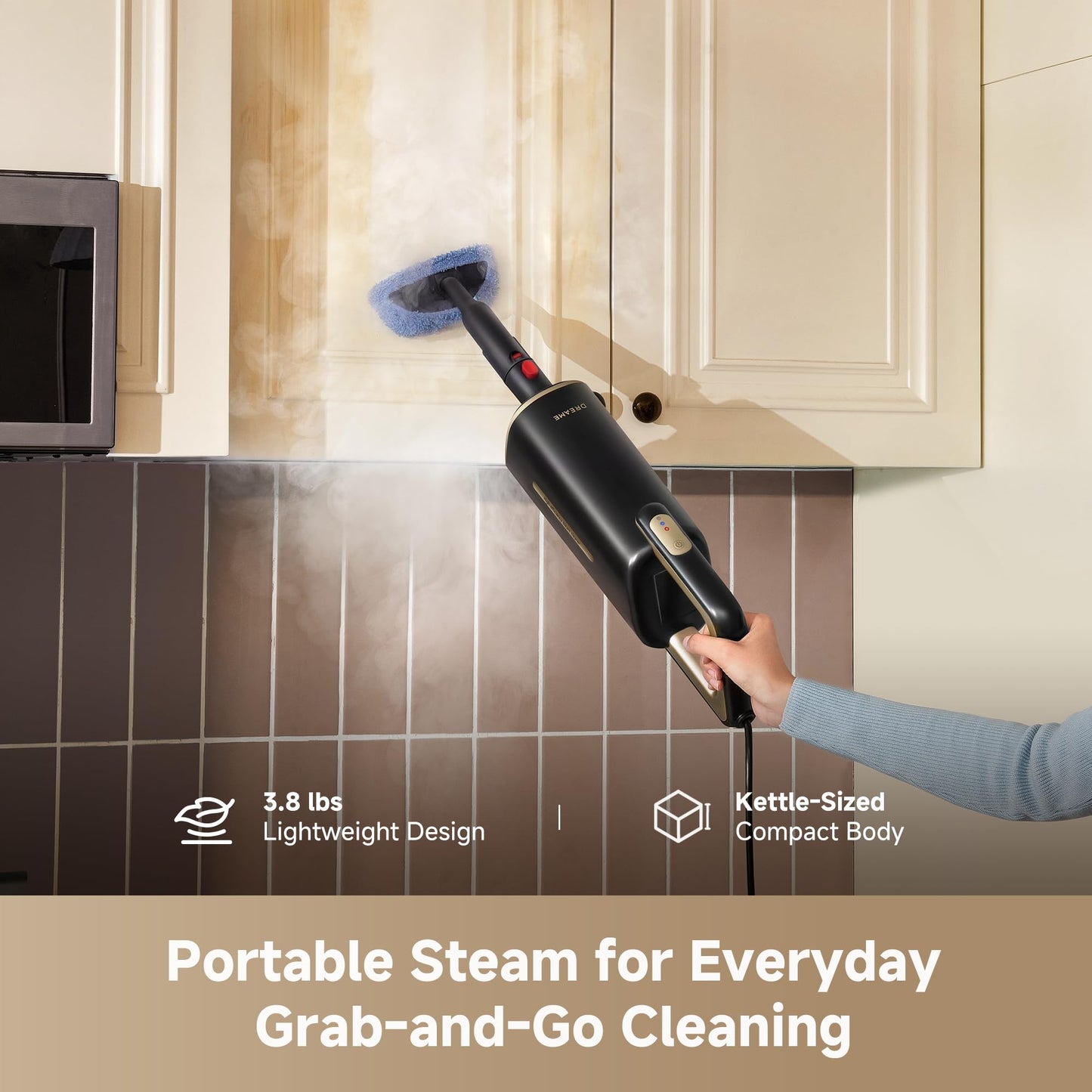 DREAME SH10 Steam Mop with Detachable Handheld Steamer, 13-in-1 Portable Steam Cleaner, 3.8 lbs Lightweight Body, 15sec Steam-Up, 212℉ Steam Cleaning, 350ml Water Tank, Safety System