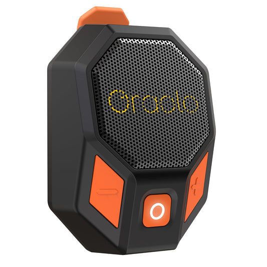 Oraolo Clip On Wearable Speaker Portable Speaker for Hands-Free Calls, Mini Wireless Speaker with Bluetooth 5.4, Built-in Mic, Stereo Sound, IPX6 Waterproof, 12H Playtime, Orange