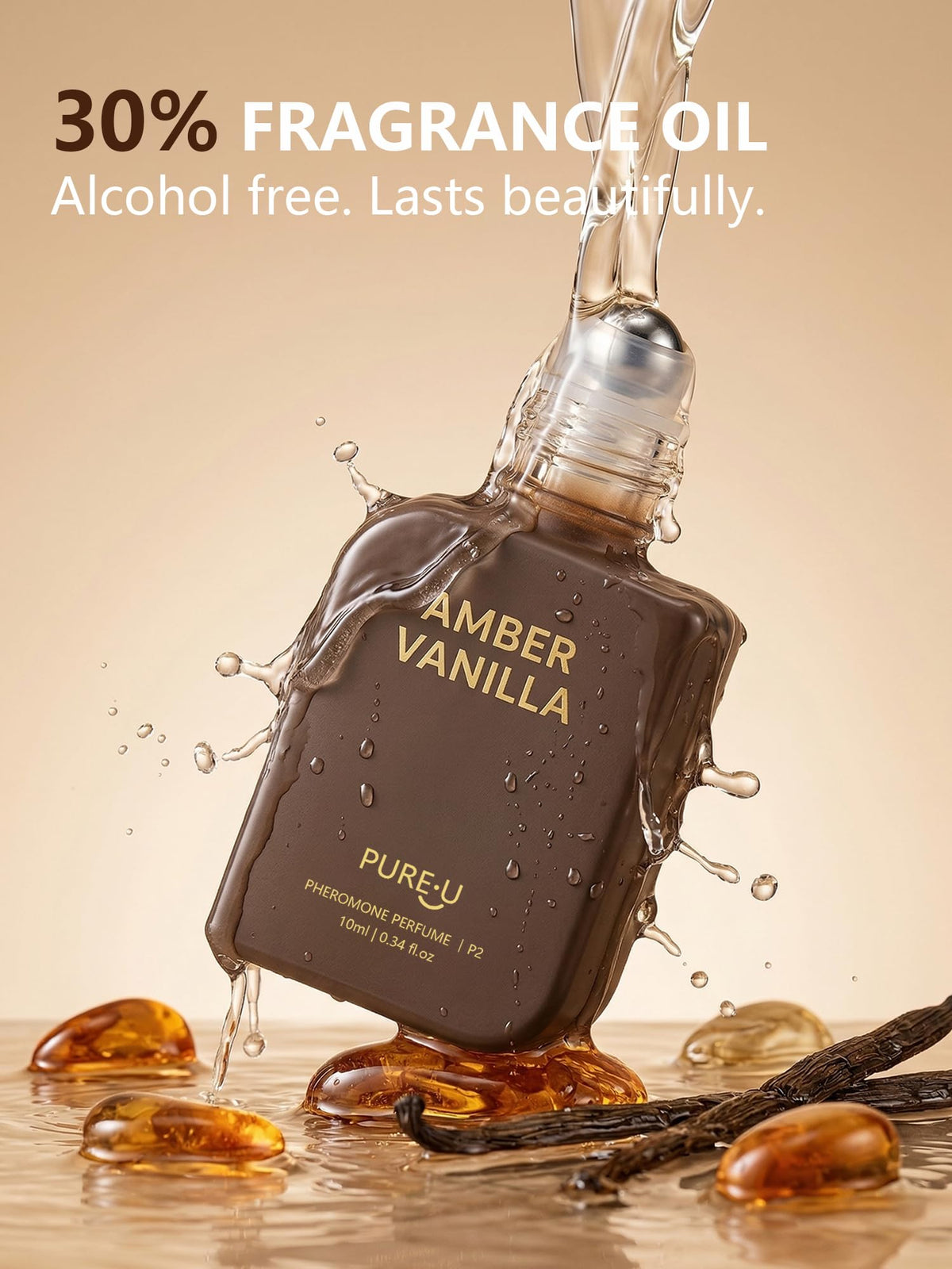 PUREU Amber Vanilla Pheromone Perfume Oil for Women | Clip-on Keychain