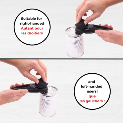 Starfrit MightiCan Can Opener, Safe Smooth-Cut Design, Holds Lid and Leaves No Sharp Edges, Comfort Grip Handle, Heavy-Duty Non-Slip Knob, 3-Year Warranty, Black