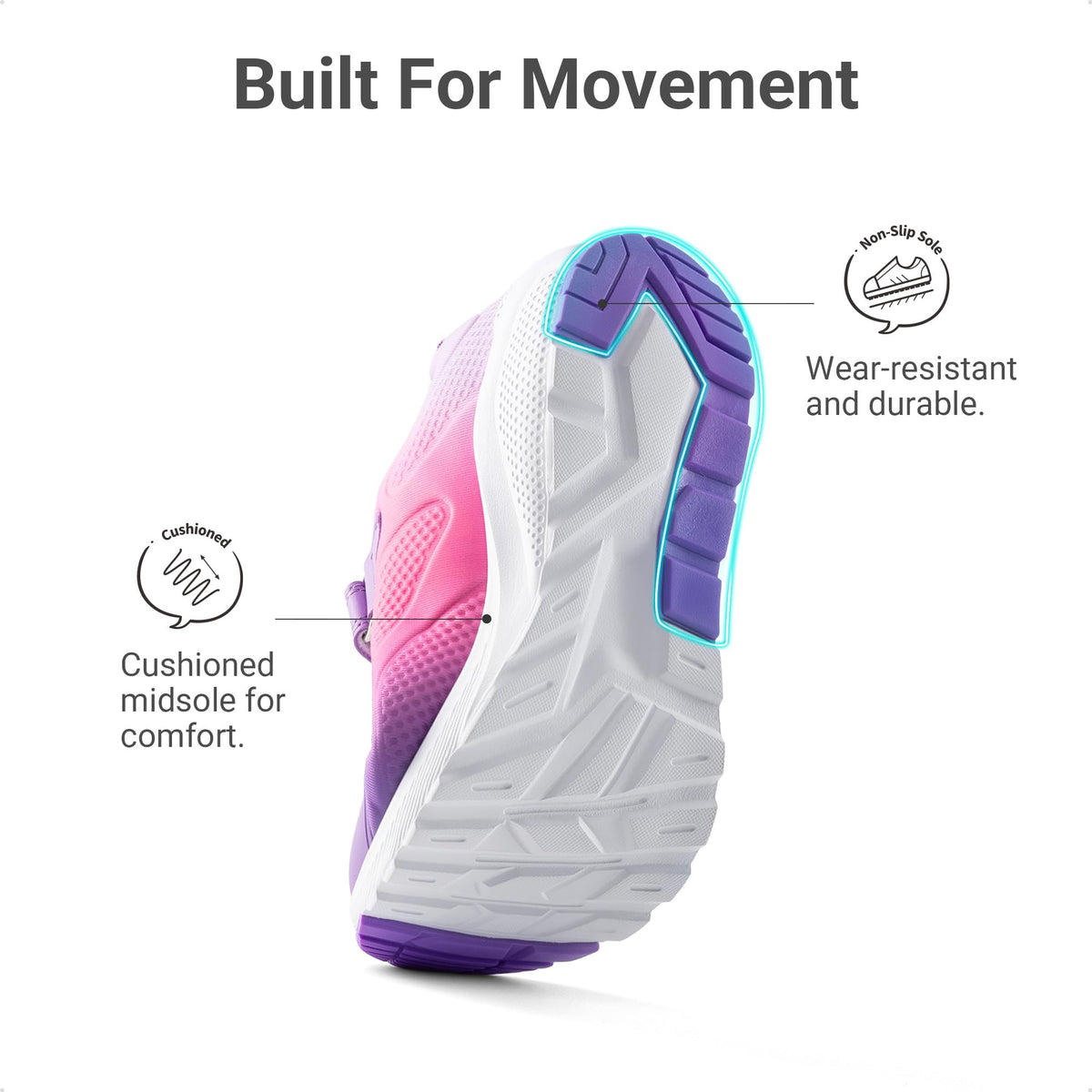 Dream Pairs Girls Running Shoes Sneaker,Purple/Hot Pink,4 Big Kid