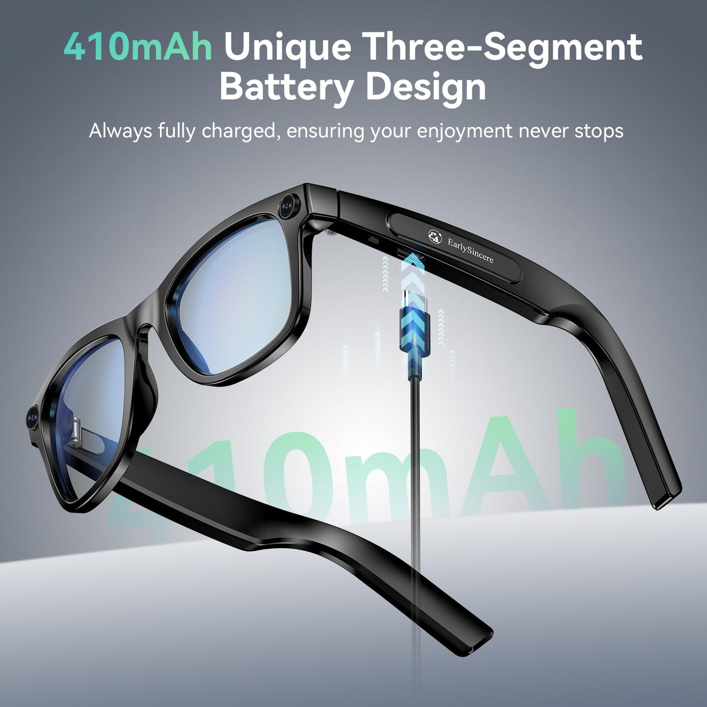 2026 Smart Glasses with Camera, 8mp Resolution Supporting 4K Video Recording, Photo/Video/Audio Recording, 410mah Battery, and Includes Ai Assistant, Ai Translation, and Bluetooth Calling.
