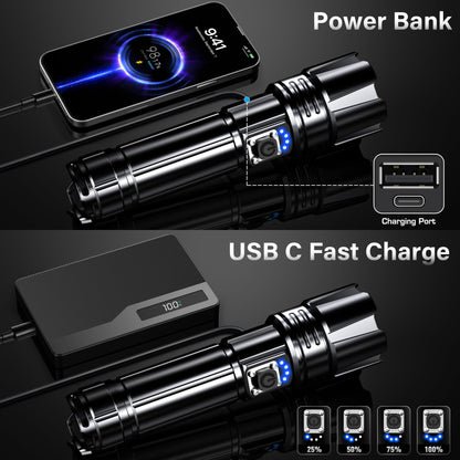 AKNEAR Rechargeable LED Flashlight 99000 High Lumens Super Bright (1 Pack)