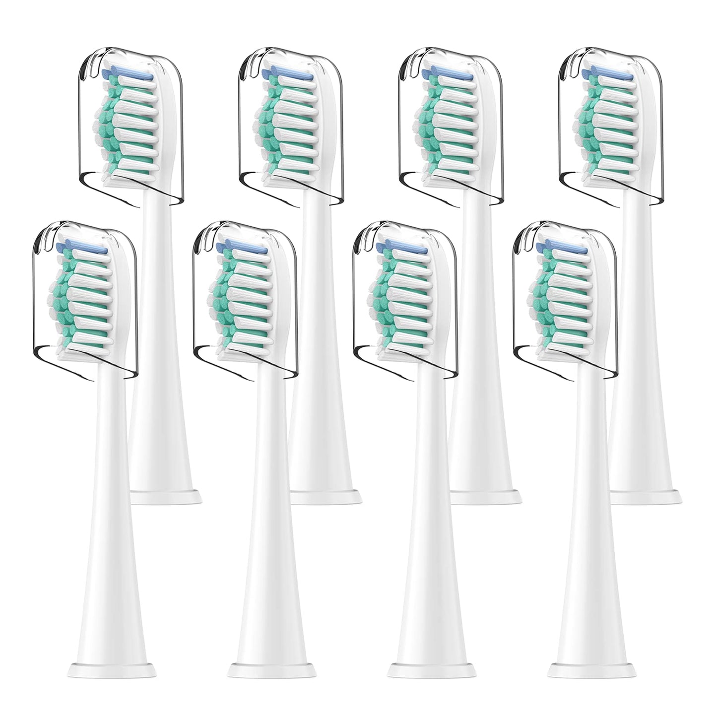 Replacement Toothbrush Heads Compatible with Philips Sonicare Click-on Handles, 8 Pack, Dupont Bristles with Protective Cover
