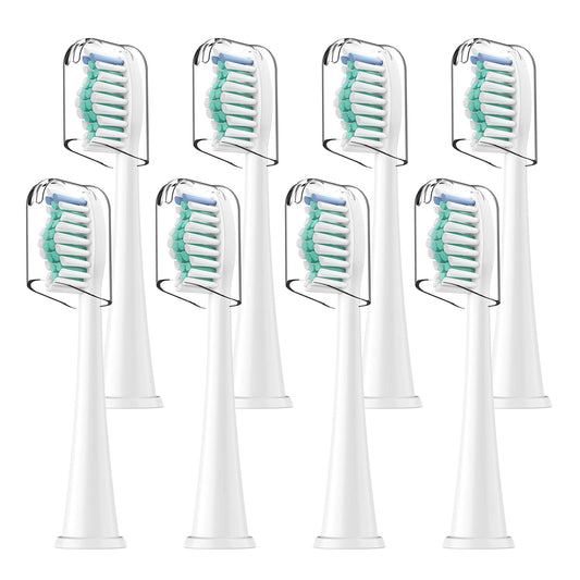 Replacement Toothbrush Heads Compatible with Philips Sonicare Click-on Handles, 8 Pack, Dupont Bristles with Protective Cover