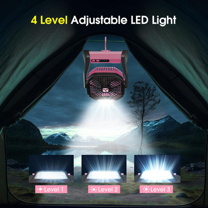 Camping Fan with LED Light, 20000mAh Rechargeable Battery Powered Fan
